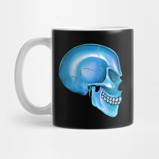 Blue Angry Skull Side View Mug